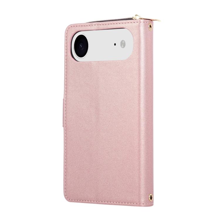 For iPhone Air Nine-card Slots Zipper Wallet Bag Leather Phone Case(Rose Gold) - iPhone Air Cases by buy2fix | Online Shopping UK | buy2fix