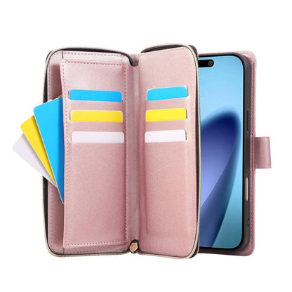 For iPhone Air Nine-card Slots Zipper Wallet Bag Leather Phone Case(Rose Gold) - iPhone Air Cases by buy2fix | Online Shopping UK | buy2fix