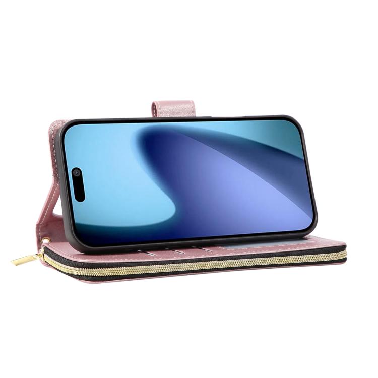 For iPhone Air Nine-card Slots Zipper Wallet Bag Leather Phone Case(Rose Gold) - iPhone Air Cases by buy2fix | Online Shopping UK | buy2fix