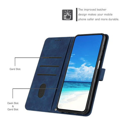 For Google Pixel 10 Pro XL Skin Feel Heart Embossed Leather Phone Case with Long Lanyard(Blue) - Google Cases by buy2fix | Online Shopping UK | buy2fix