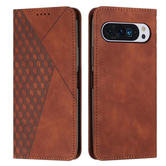 For Google Pixel 10 / 10 Pro Diamond Splicing Skin Feel Magnetic Leather Phone Case(Brown) - Google Cases by buy2fix | Online Shopping UK | buy2fix