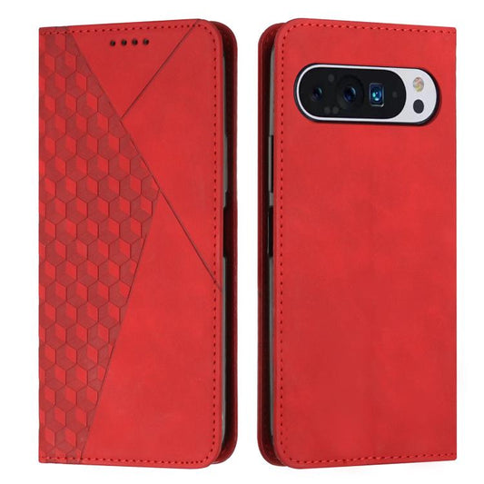 For Google Pixel 10 Pro XL Diamond Splicing Skin Feel Magnetic Leather Phone Case(Red) - Google Cases by buy2fix | Online Shopping UK | buy2fix