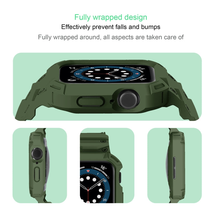 For Apple Watch Series 10 / 11 46mm Armor TPU Case Integrated Watch Band(Army Green) by buy2fix