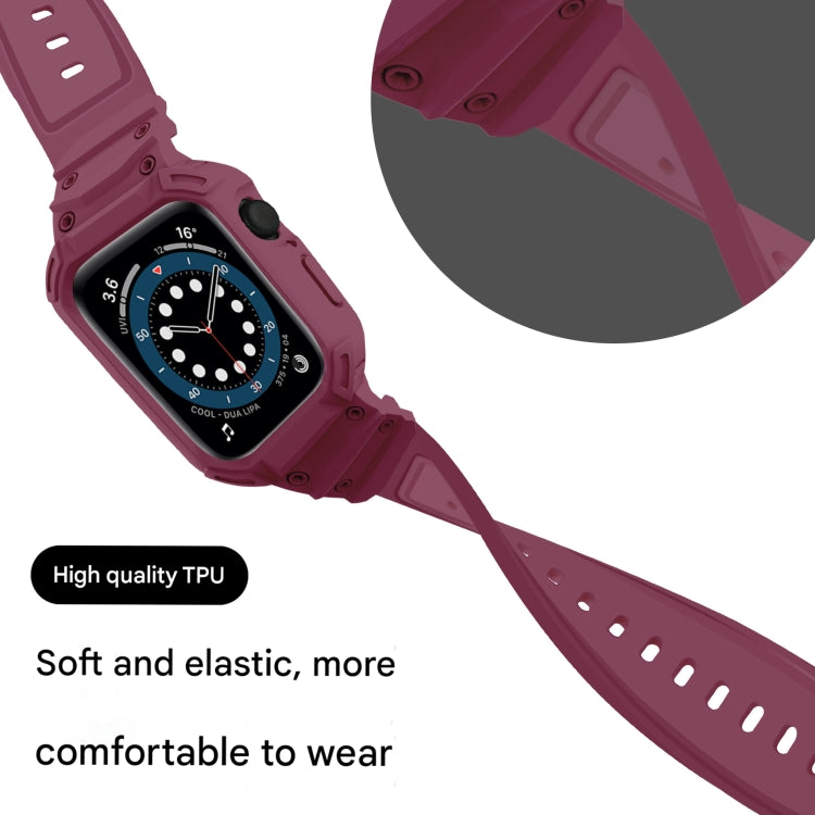 For Apple Watch Series 10 / 11 46mm Armor TPU Case Integrated Watch Band(Plum Color) by buy2fix
