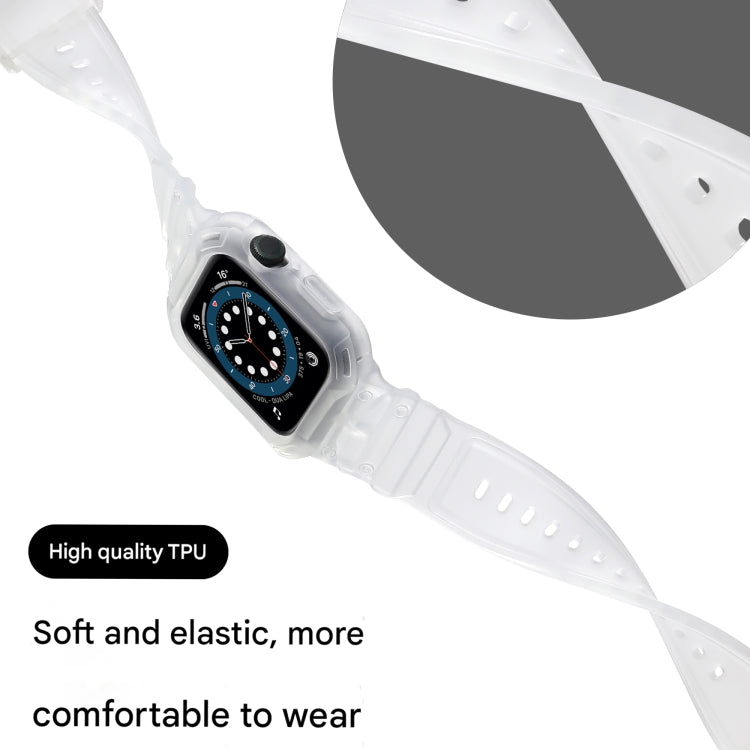 For Apple Watch Series 10 / 11 46mm Armor TPU Case Integrated Watch Band(Frosted Clear) by buy2fix