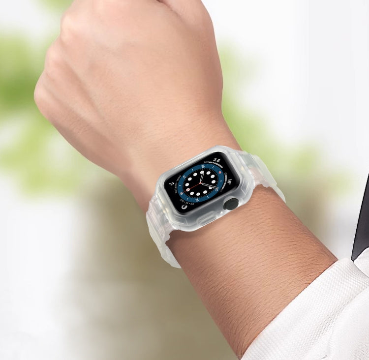 For Apple Watch Series 10 / 11 46mm Armor TPU Case Integrated Watch Band(Frosted Clear) by buy2fix