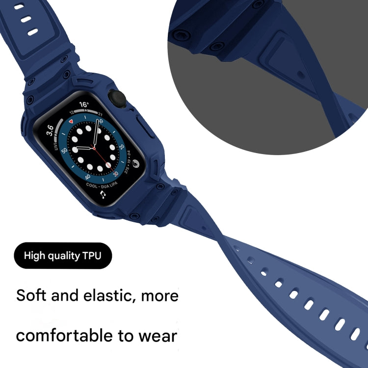 For Apple Watch Series 10 / 11 46mm Armor TPU Case Integrated Watch Band(Midnight Blue) by buy2fix