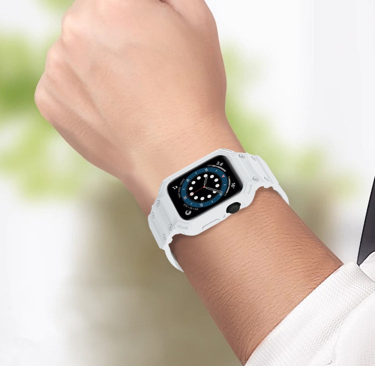For Apple Watch Series 10 / 11 42mm Armor TPU Case Integrated Watch Band(White) by buy2fix