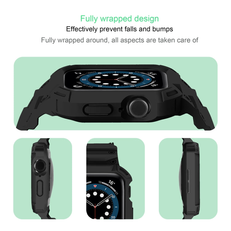 For Apple Watch Series 10 / 11 42mm Armor TPU Case Integrated Watch Band(Black) by buy2fix