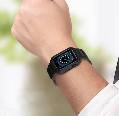 For Apple Watch Series 10 / 11 42mm Armor TPU Case Integrated Watch Band(Black) by buy2fix