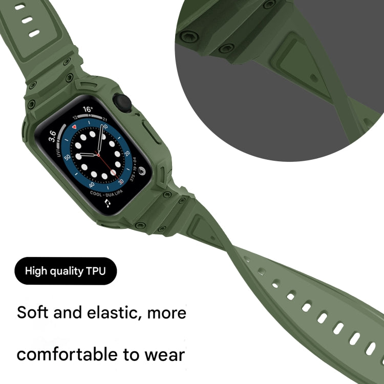 For Apple Watch Series 10 / 11 42mm Armor TPU Case Integrated Watch Band(Army Green) by buy2fix