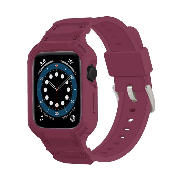 For Apple Watch Series 10 / 11 42mm Armor TPU Case Integrated Watch Band(Plum Color) by buy2fix
