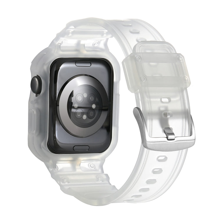 For Apple Watch Series 10 / 11 42mm Armor TPU Case Integrated Watch Band(Frosted Clear) by buy2fix