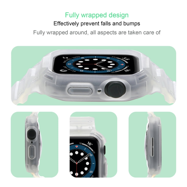 For Apple Watch Series 10 / 11 42mm Armor TPU Case Integrated Watch Band(Frosted Clear) by buy2fix