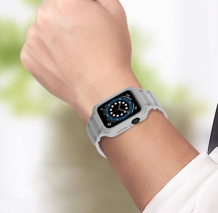 For Apple Watch Series 10 / 11 42mm Armor TPU Case Integrated Watch Band(Light Grey) by buy2fix