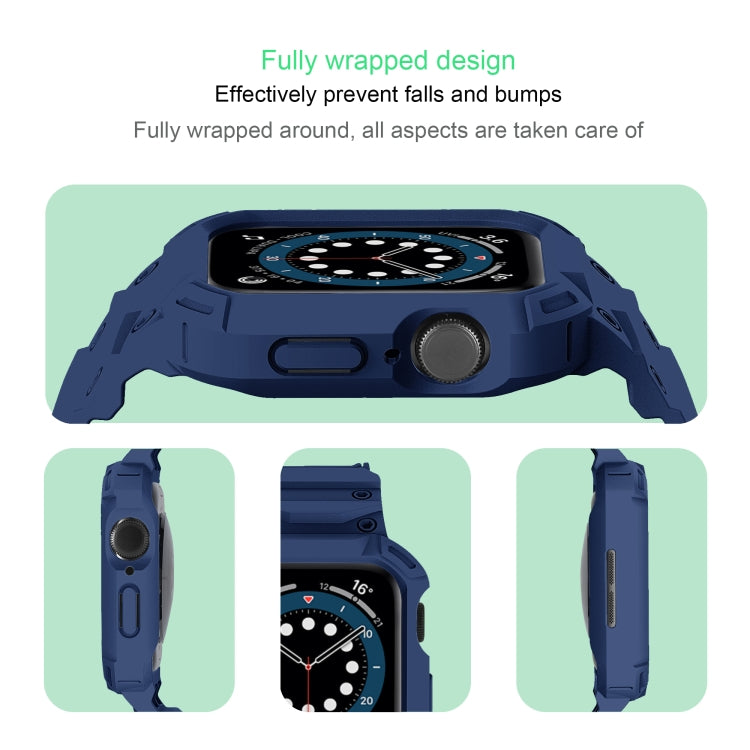 For Apple Watch Series 10 / 11 42mm Armor TPU Case Integrated Watch Band(Midnight Blue) by buy2fix