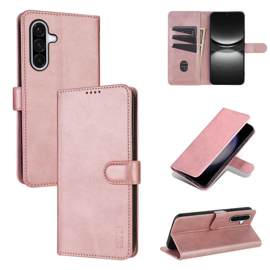 For Samsung Galaxy A26 5G AZNS Skin Feel Calf Texture Flip Leather Phone Case(Rose Gold)
