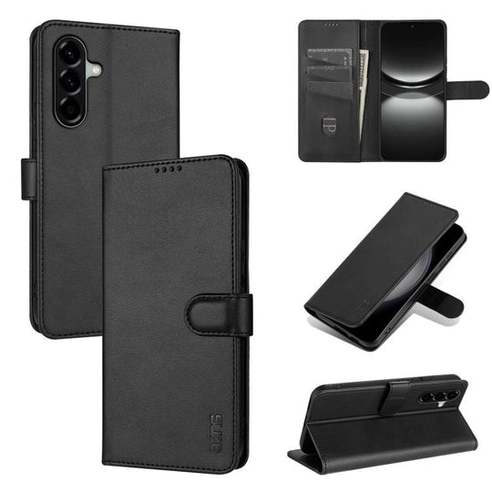 For Samsung Galaxy A57 5G AZNS Skin Feel Calf Texture Flip Leather Phone Case(Black)