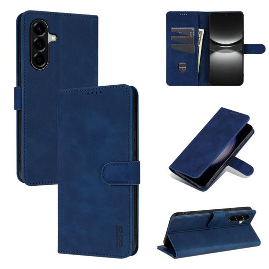 For Samsung Galaxy A37 5G AZNS Skin Feel Calf Texture Flip Leather Phone Case(Blue)