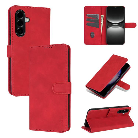For Samsung Galaxy A37 5G AZNS Skin Feel Calf Texture Flip Leather Phone Case(Red)