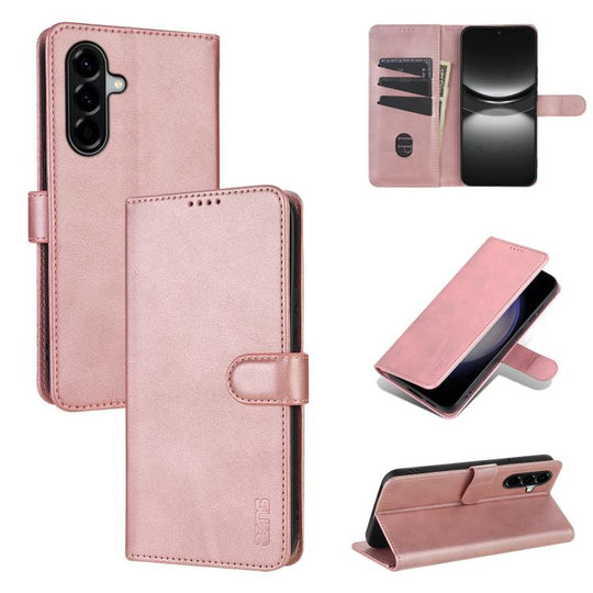 For Samsung Galaxy A37 5G AZNS Skin Feel Calf Texture Flip Leather Phone Case(Rose Gold)