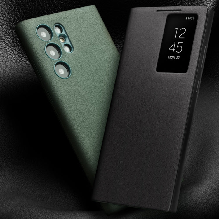 For Samsung Galaxy S23 Ultra 5G QIALINO Magnetic Genuine Leather Phone Case(Green) - Galaxy Phone Cases by QIALINO | Online Shopping UK | buy2fix