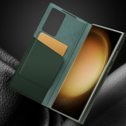 For Samsung Galaxy S23 Ultra 5G QIALINO Magnetic Genuine Leather Phone Case(Green) - Galaxy Phone Cases by QIALINO | Online Shopping UK | buy2fix