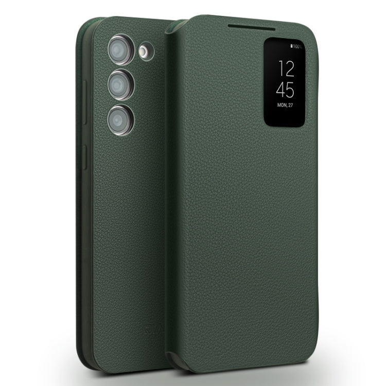 For Samsung Galaxy S23+ 5G QIALINO Magnetic Genuine Leather Phone Case(Green) - Galaxy S23+ 5G Cases by QIALINO | Online Shopping UK | buy2fix