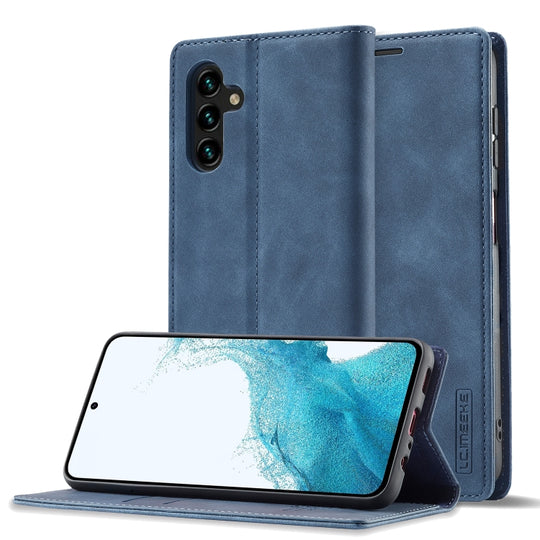 For Samsung Galaxy A16 5G LC.IMEEKE Strong Magnetism Microfiber Leather Phone Case(Blue)