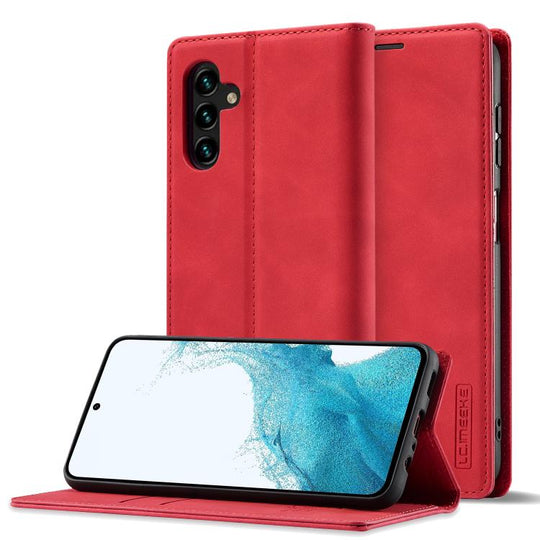 For Samsung Galaxy A36 5G LC.IMEEKE Strong Magnetism Microfiber Leather Phone Case(Red)