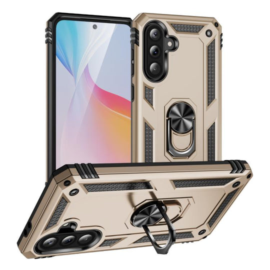 For Samsung Galaxy A37 5G Shockproof TPU + PC Phone Case with Holder(Gold)