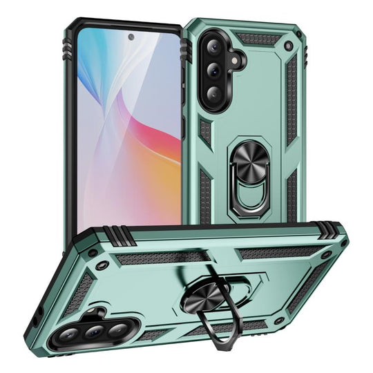 For Samsung Galaxy A37 5G Shockproof TPU + PC Phone Case with Holder(Dark Green)