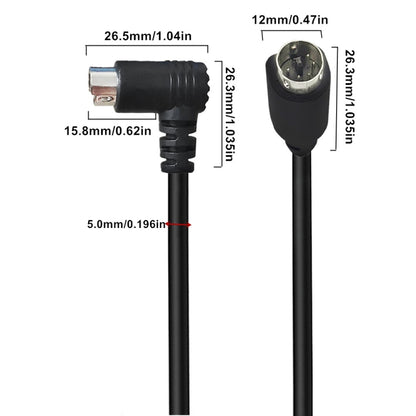Mini DIN 5 Pin Core Audio / Video Cable, Length:0.5m(Straight to Elbow) - Cables by buy2fix | Online Shopping UK | buy2fix