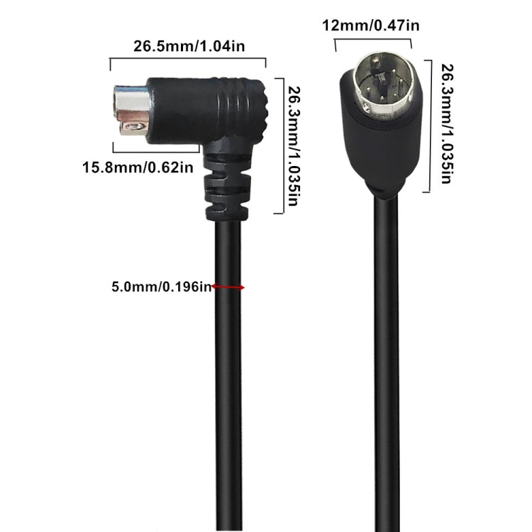 Mini DIN 5 Pin Core Audio / Video Cable, Length:3m(Straight to Elbow) - Cables by buy2fix | Online Shopping UK | buy2fix