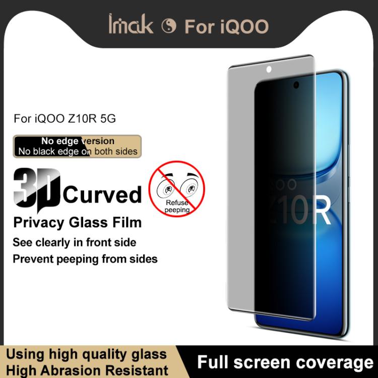 For vivo iQOO Z10R 5G Global imak No Edge Version 3D Curved Privacy Full Screen Tempered Glass Film - vivo Tempered Glass by imak | Online Shopping UK | buy2fix