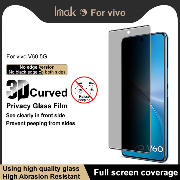 For vivo V60 5G Global imak No Edge Version 3D Curved Privacy Full Screen Tempered Glass Film - vivo Tempered Glass by imak | Online Shopping UK | buy2fix