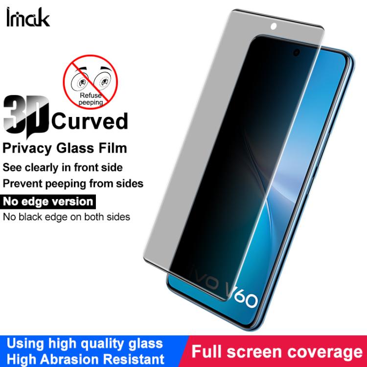 For vivo V60 5G Global imak No Edge Version 3D Curved Privacy Full Screen Tempered Glass Film - vivo Tempered Glass by imak | Online Shopping UK | buy2fix