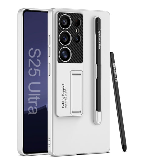 For Samsung Galaxy S25 Ultra 5G GKK Ultra-thin Holder Phone Case with Pen Slots & Stylus Pen(Silver) - Galaxy S25 Ultra 5G Cases by GKK | Online Shopping UK | buy2fix