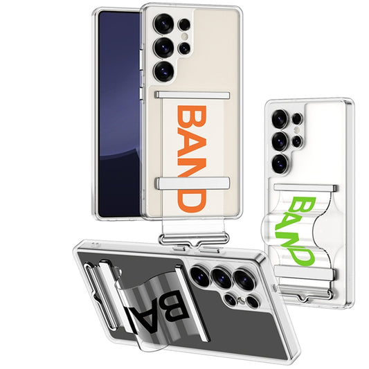 For Samsung Galaxy S25 Ultra 5G GKK Space Series Clear Wristband Holder Phone Case(Transparent Orange) - Galaxy S25 Ultra 5G Cases by GKK | Online Shopping UK | buy2fix