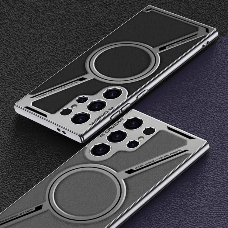 For Samsung Galaxy S24 Ultra 5G GKK Integrated Electroplating Leather Z-Shape MagSafe Phone Case(Gray) - Galaxy S24 Ultra 5G Cases by GKK | Online Shopping UK | buy2fix