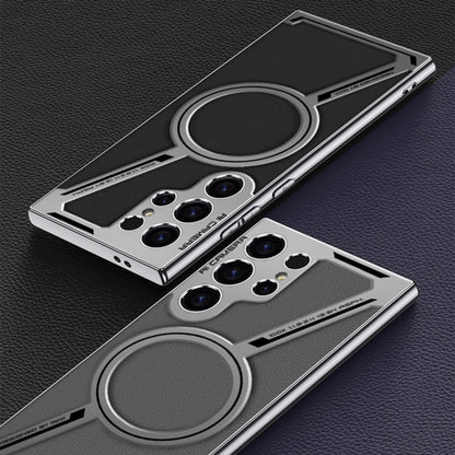 For Samsung Galaxy S24 Ultra 5G GKK Integrated Electroplating Leather Z-Shape MagSafe Phone Case(Black) - Galaxy S24 Ultra 5G Cases by GKK | Online Shopping UK | buy2fix