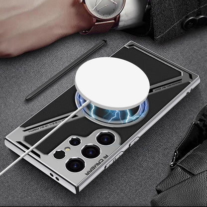 For Samsung Galaxy S24 Ultra 5G GKK Integrated Electroplating Leather Z-Shape MagSafe Phone Case(Carbon Fiber) - Galaxy S24 Ultra 5G Cases by GKK | Online Shopping UK | buy2fix