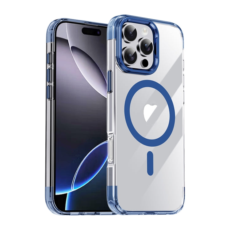 For iPhone 16 Pro Max Jazz 3 in 1 Magnetic MagSafe Crystal Phone Case(Transparent Blue) - iPhone 16 Pro Max Cases by buy2fix | Online Shopping UK | buy2fix