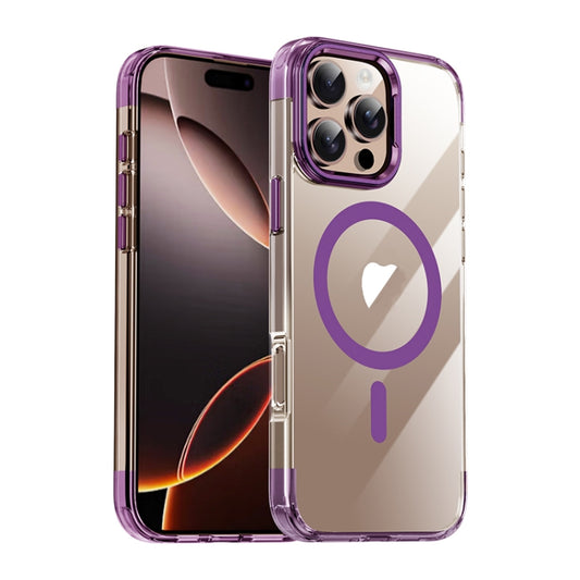 For iPhone 16 Pro Max Jazz 3 in 1 Magnetic MagSafe Crystal Phone Case(Transparent Purple) - iPhone 16 Pro Max Cases by buy2fix | Online Shopping UK | buy2fix