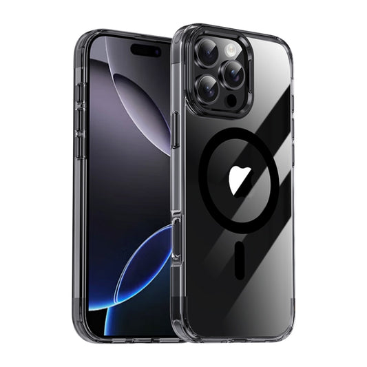 For iPhone 16 Pro Jazz 3 in 1 Magnetic MagSafe Crystal Phone Case(Transparent Black) - iPhone 16 Pro Cases by buy2fix | Online Shopping UK | buy2fix