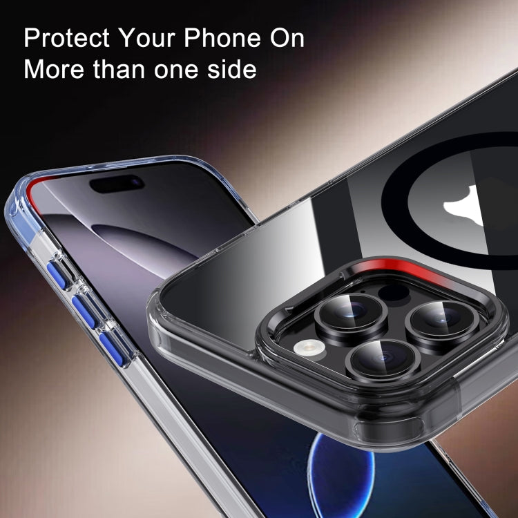 For iPhone 16 Jazz 3 in 1 Magnetic MagSafe Crystal Phone Case(Transparent Black) - iPhone 16 Cases by buy2fix | Online Shopping UK | buy2fix