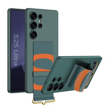 For Samsung Galaxy S25 Ultra 5G GKK Ultra-thin Wristband Holder Phone Case(Green) by GKK