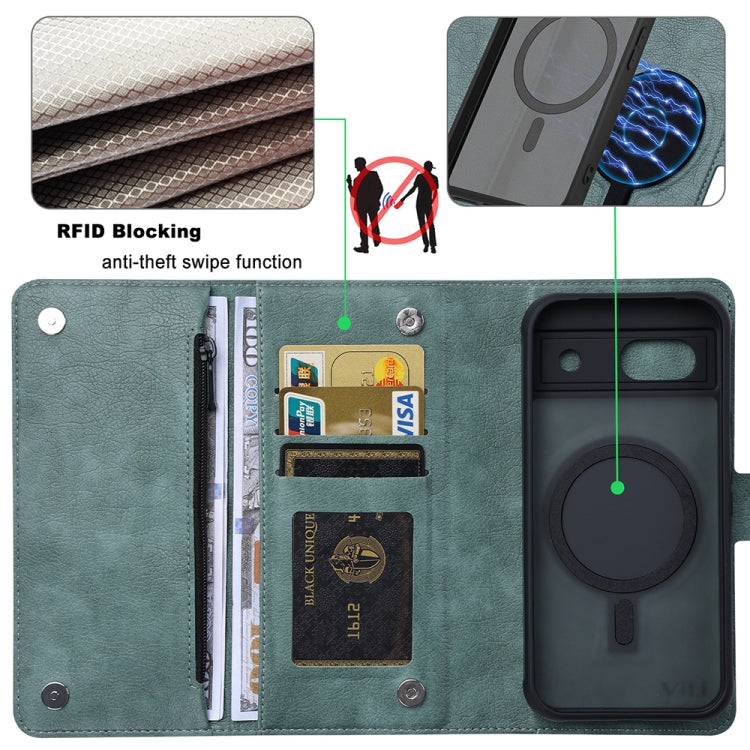 For Google Pixel 8a ViLi GVB Series MagSafe Magnetic RFID Leather Phone Case(Green) - Google Cases by ViLi | Online Shopping UK | buy2fix