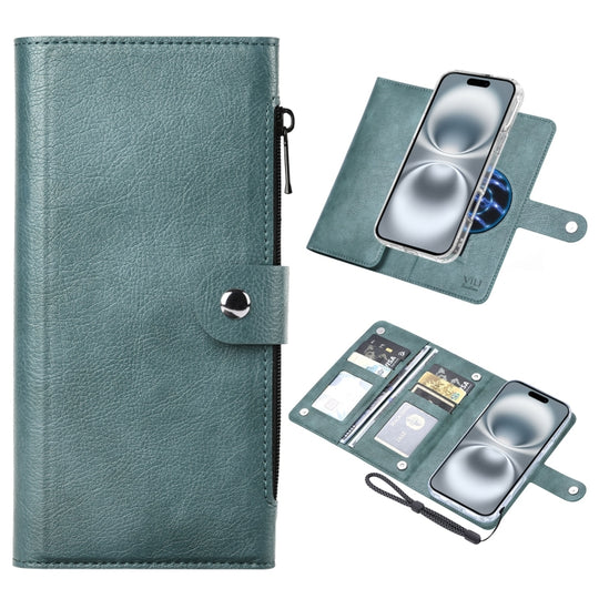 For iPhone 16 ViLi GVS-C Series MagSafe Magnetic RFID Leather Flip Phone Case(Green)