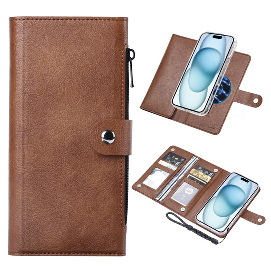 For iPhone 15 Plus ViLi GVS-C Series MagSafe Magnetic RFID Leather Flip Phone Case(Brown)